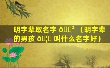 明字辈取名字 🌲 （明字辈的男孩 🦄 叫什么名字好）